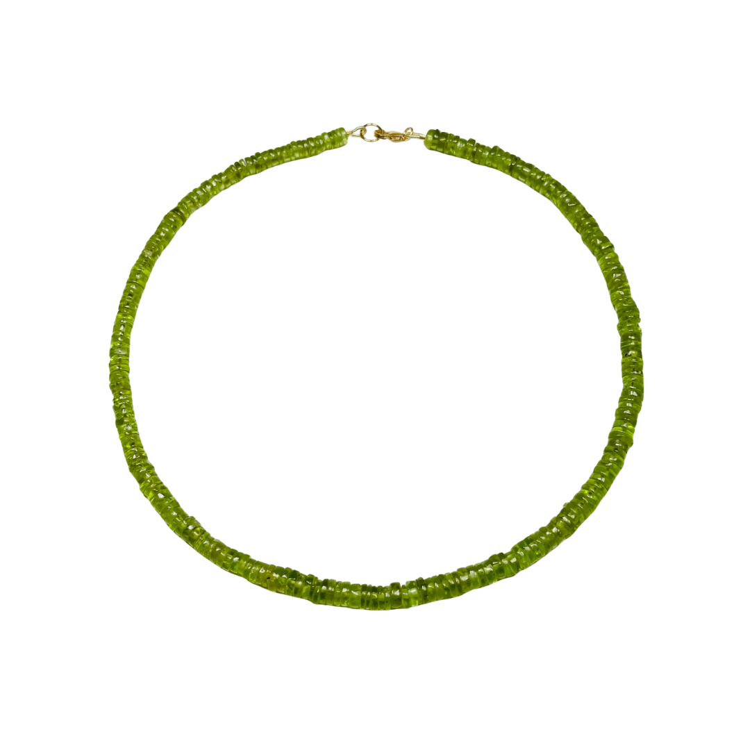Peridot Smooth Heishi Cut Necklace