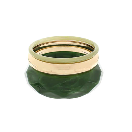 Geometric Bangle Stack {Green & Gold}