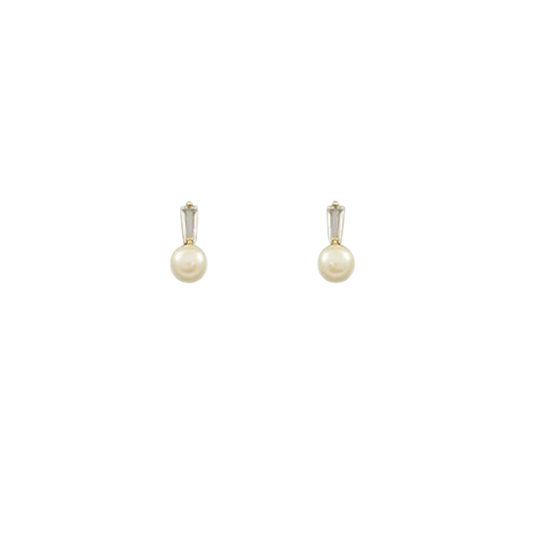 Baguette & Pearl Earrings
