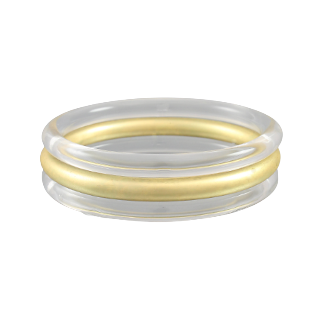 Lucite Bangle Stack {Clear, Matte Gold}