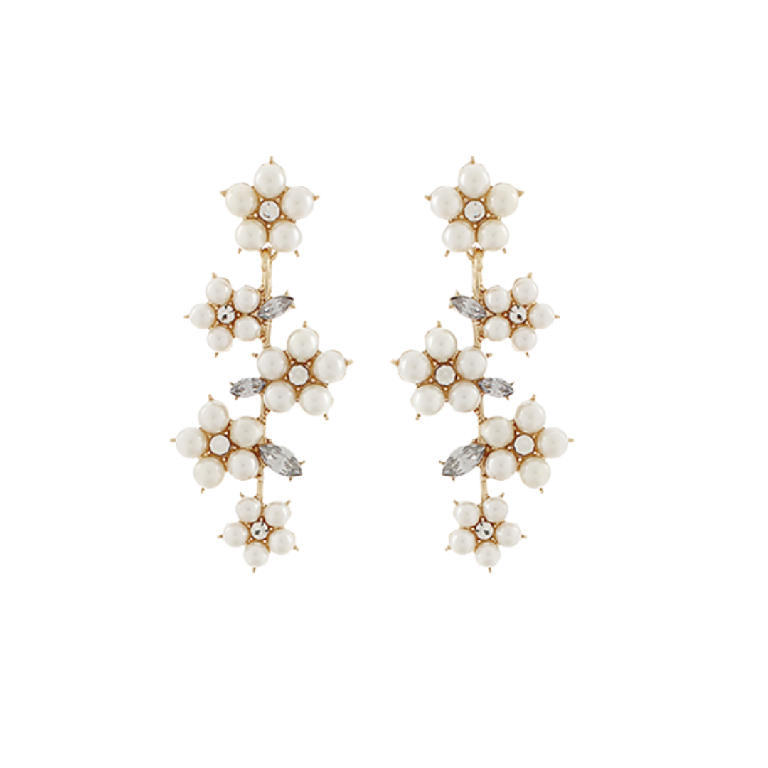 Pearl & Stone Floral Earrings
