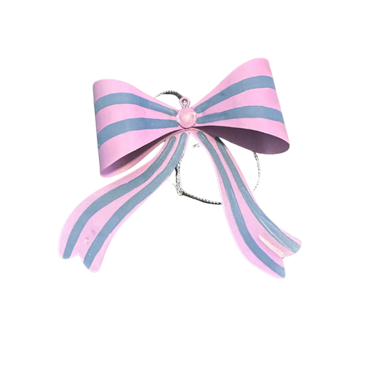 Hand Painted Bow Ornament {Purple & Blue Stripe}