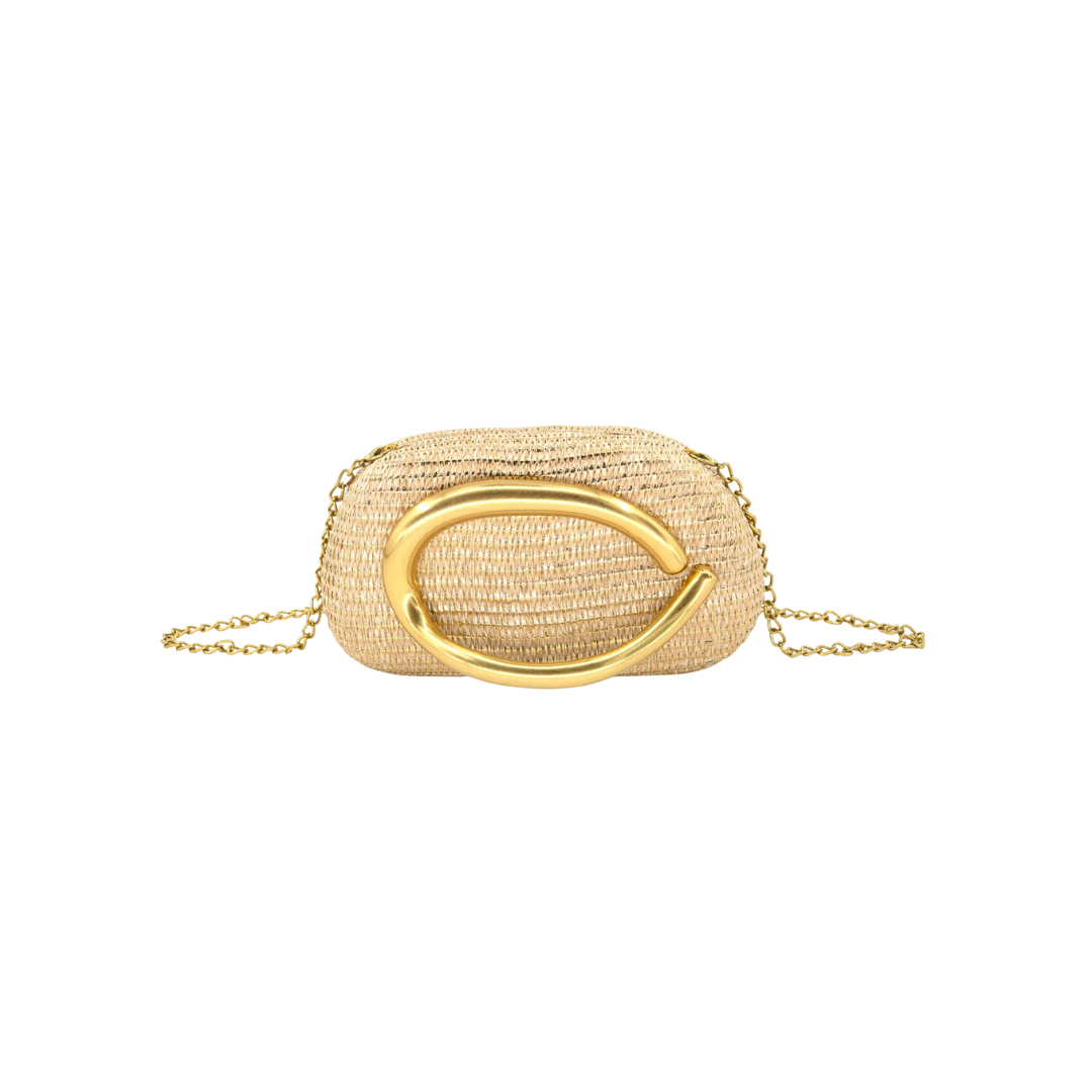 Gold Raffia Evening Bag