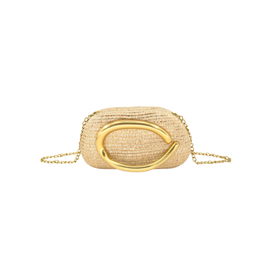 Gold Raffia Evening Bag