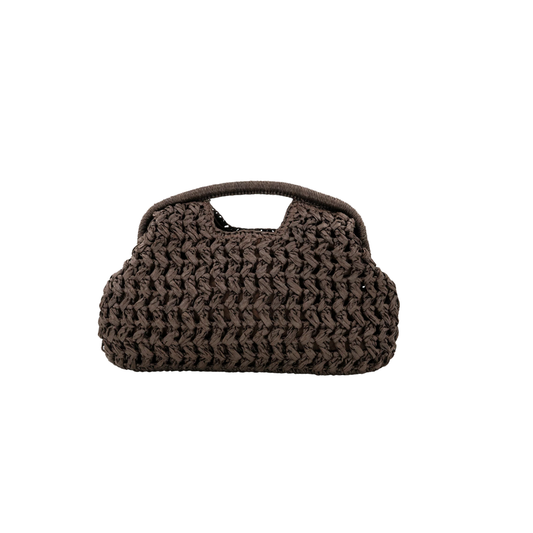 Woven Straw Chocolate Clutch