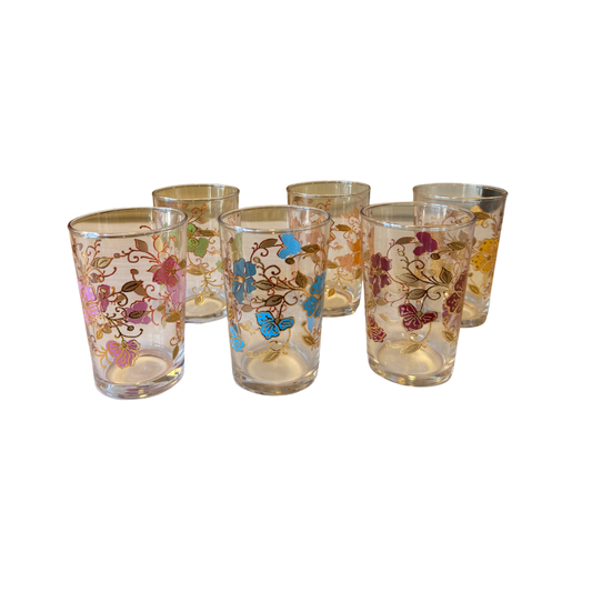 Vintage Colored Flower Tea Glasses {Set of 6}