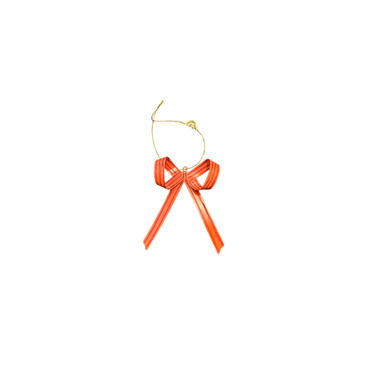 Hand Painted Bow Ornament {Small Red Stripe}