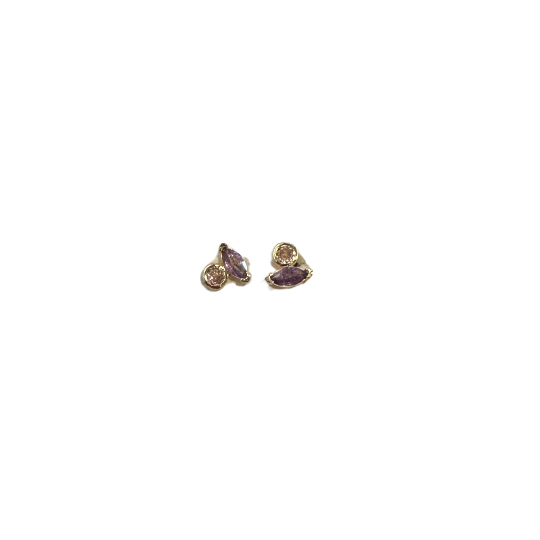Stacked Stone Micro Studs {Pink, Purple, & Gold}
