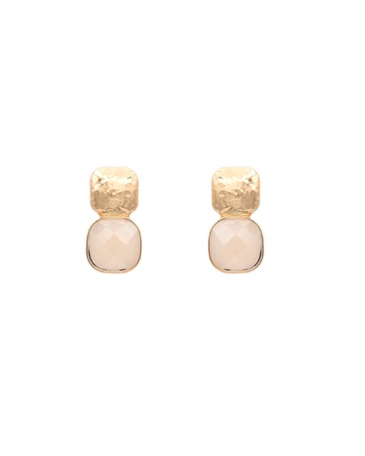 Square Stone and Gold Earrings
