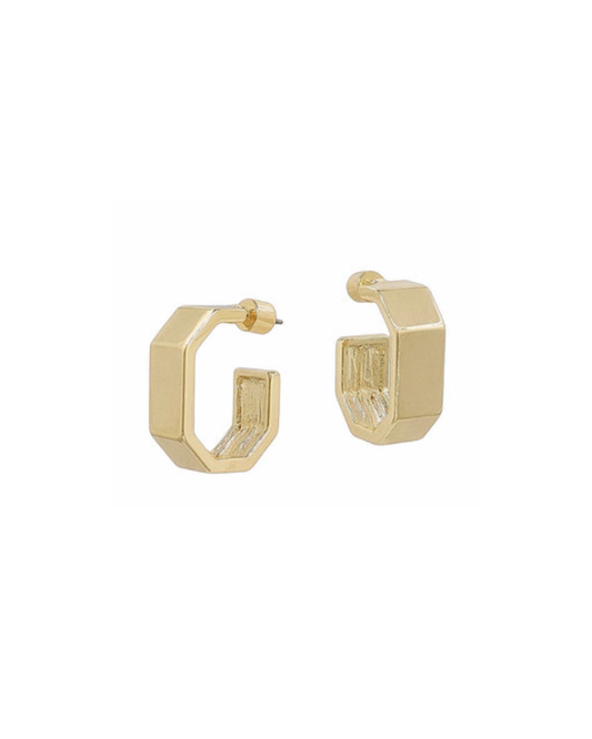 Gold Hexagon Hoops