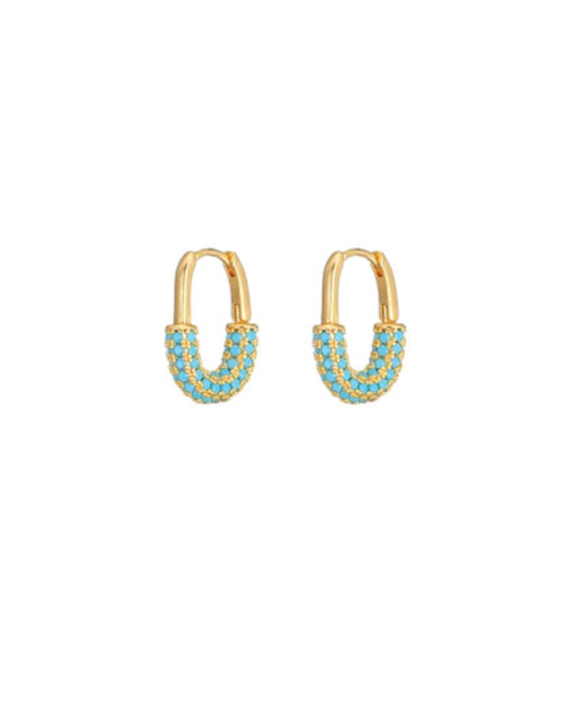 Gold & Blue Hoop Earrings