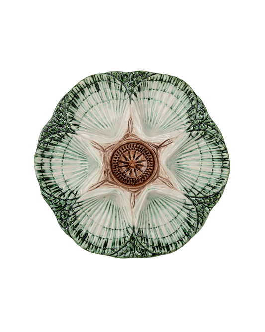 Oyster Plate {Green, Cream, & Brown}