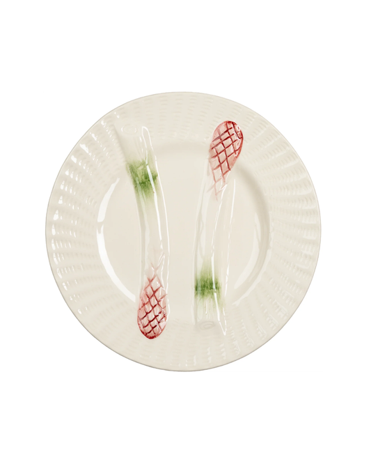 Asparagus Plate {White w/Green and Pink}