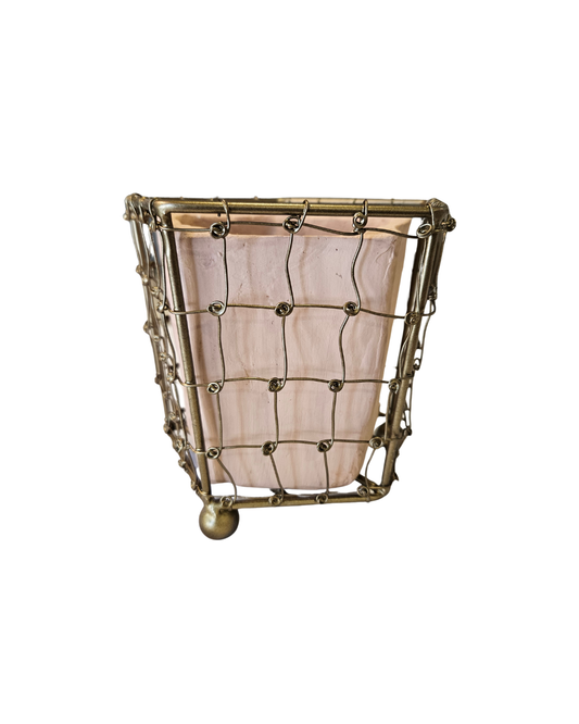 Terracotta Planter with Brass Wrap{Sm}