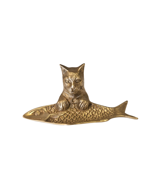 Brass Cat and Fish Tray