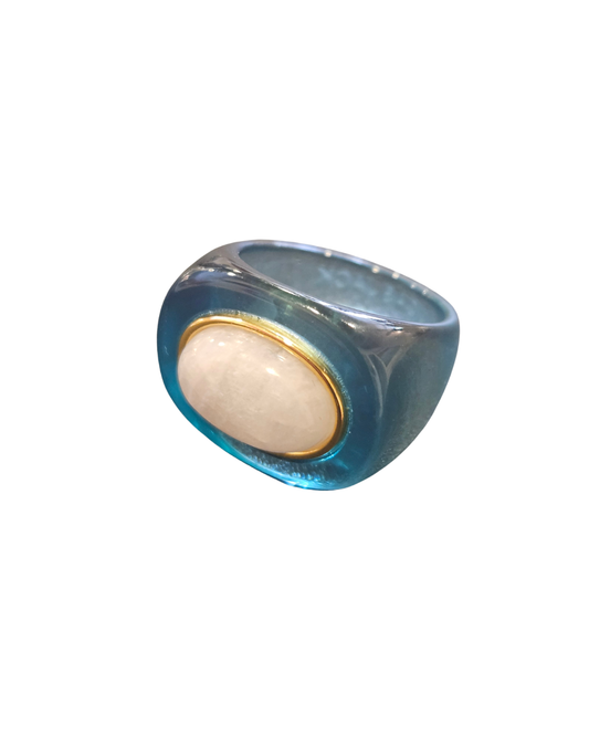 Deep Sea Blue/Moonstone Ring