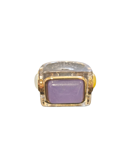 Deep Grey/Lavender Quartz Ring