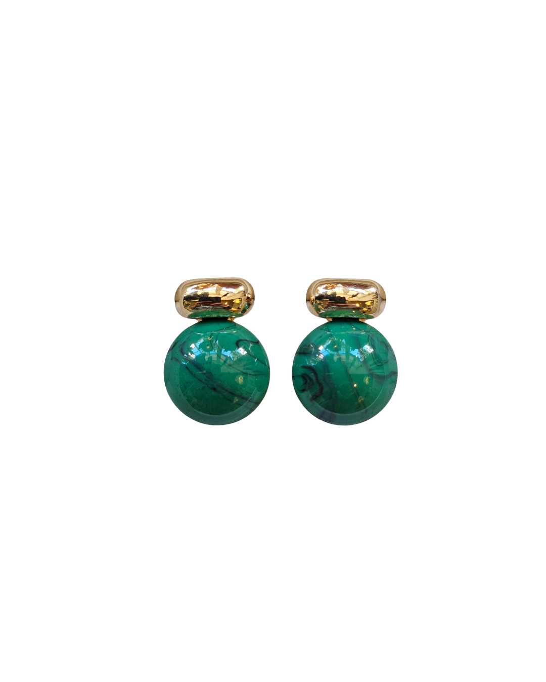Green dome shaped earrings