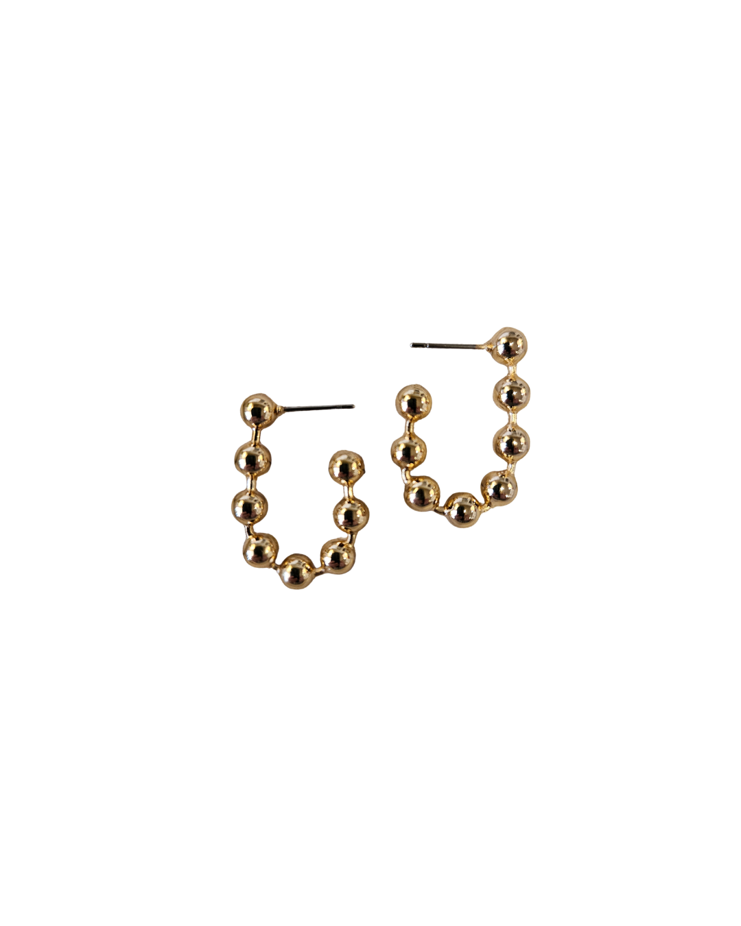 Linked Gold Ball Hoop Earrings