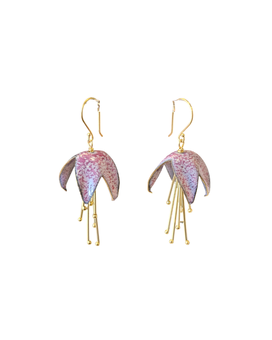 Large Fuchsia Flower Earrings {Pink}