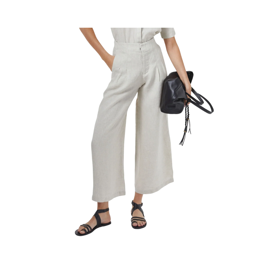 Culotte Linen Pants-Natural