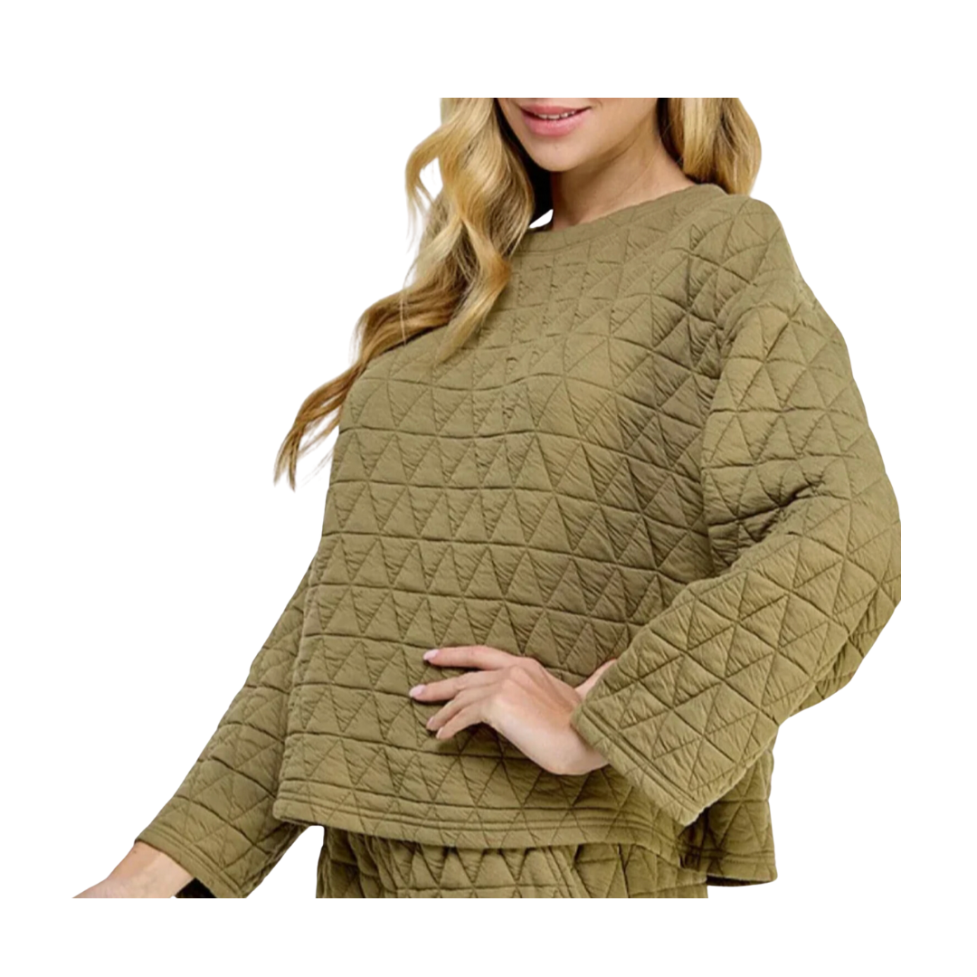 Quilted Lounge Top {Olive}