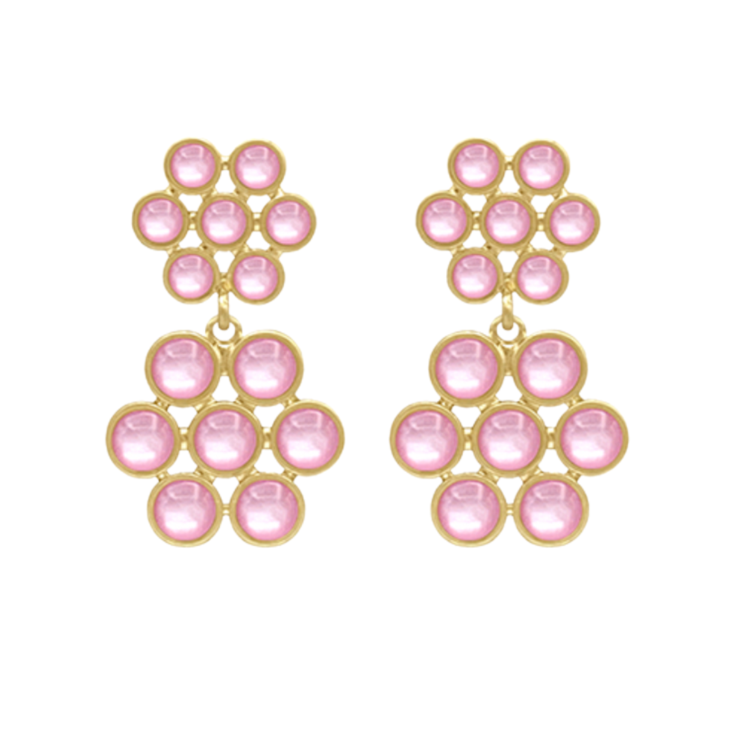 Stone Floral Drop Earrings