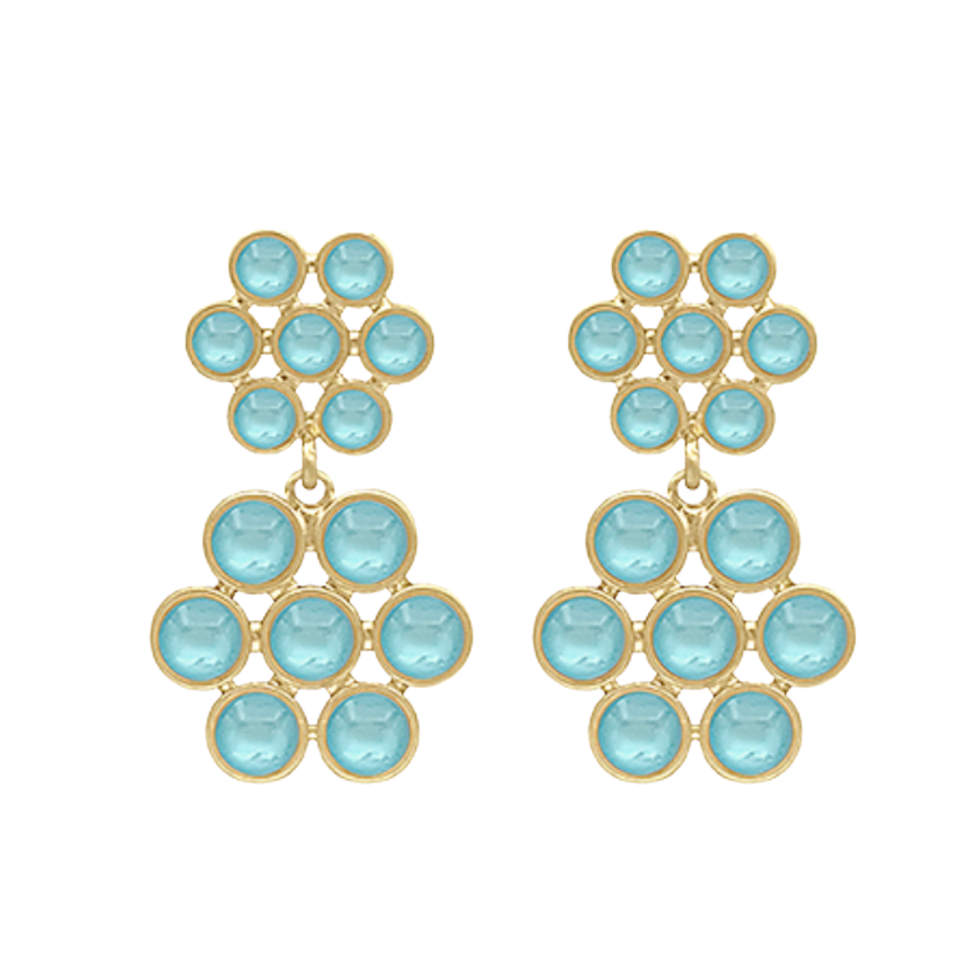 Stone Floral Drop Earrings