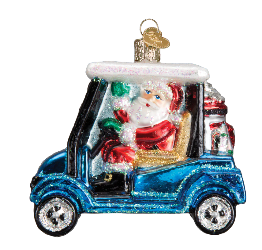 Golf Cart Santa Ornament