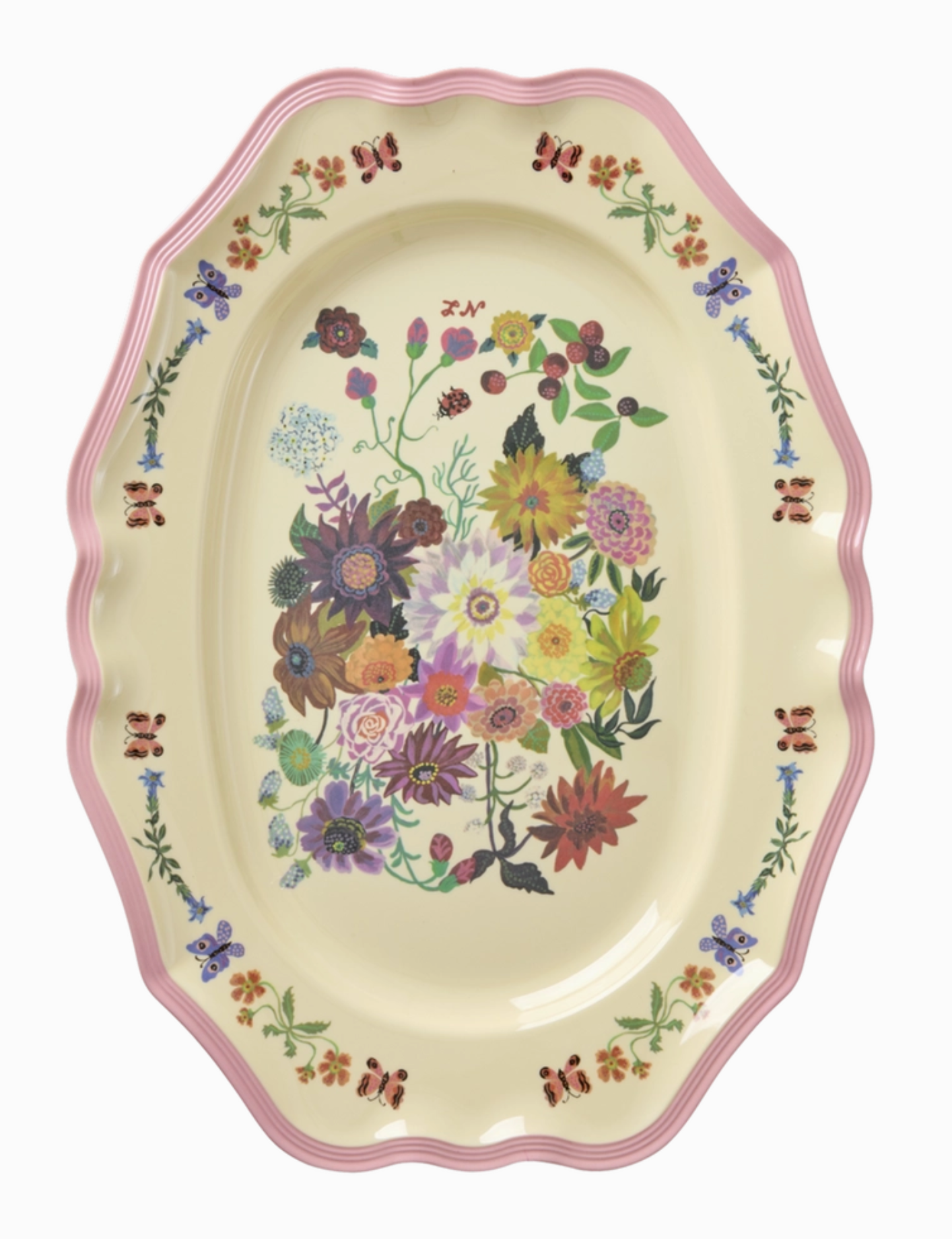 Large Vintage Serving Dish - Nathalie Lété Print - Pink