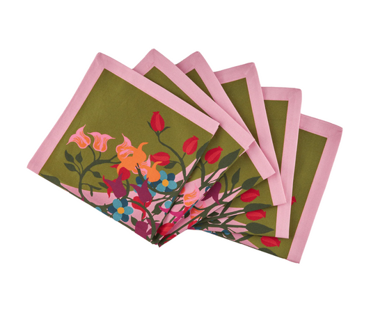 Blumen Green Dinner Napkin {Set of 6}