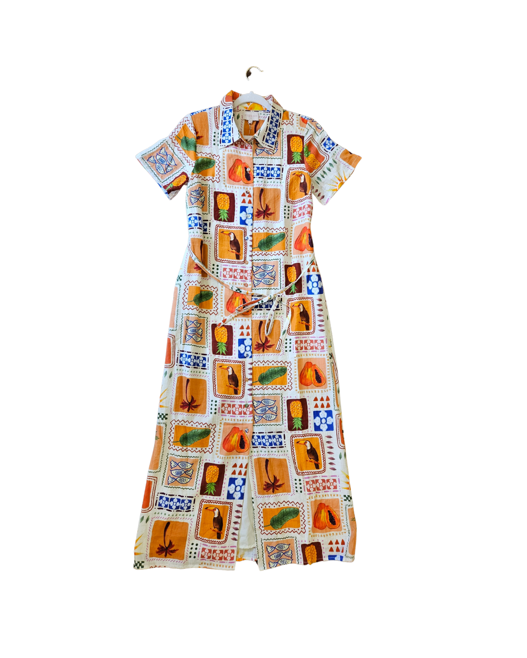 Deniz Grid Print Shirt Dress