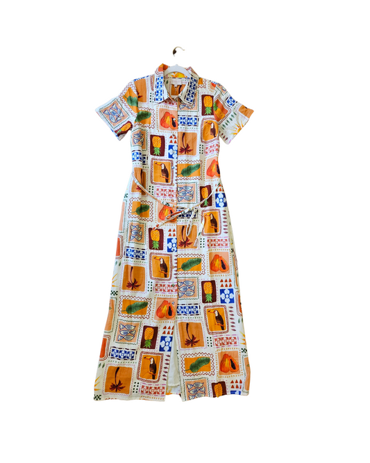 Deniz Grid Print Shirt Dress