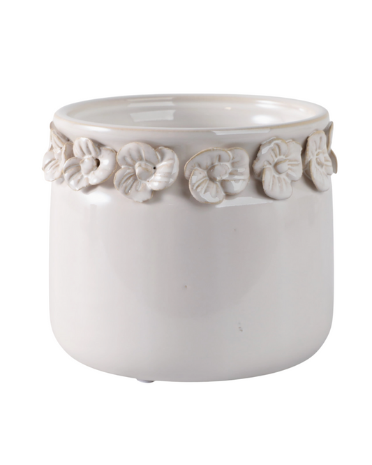 Ceramic Floral Applique Planter