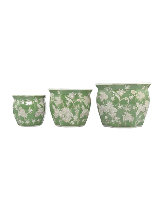 Green Ceramic Floral Planter