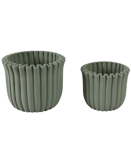 Sage Green Fluted Planters