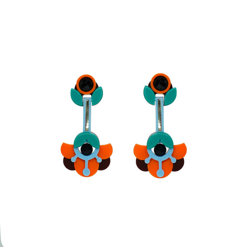 Handmade Acrylic Earring Petunia {Orange}