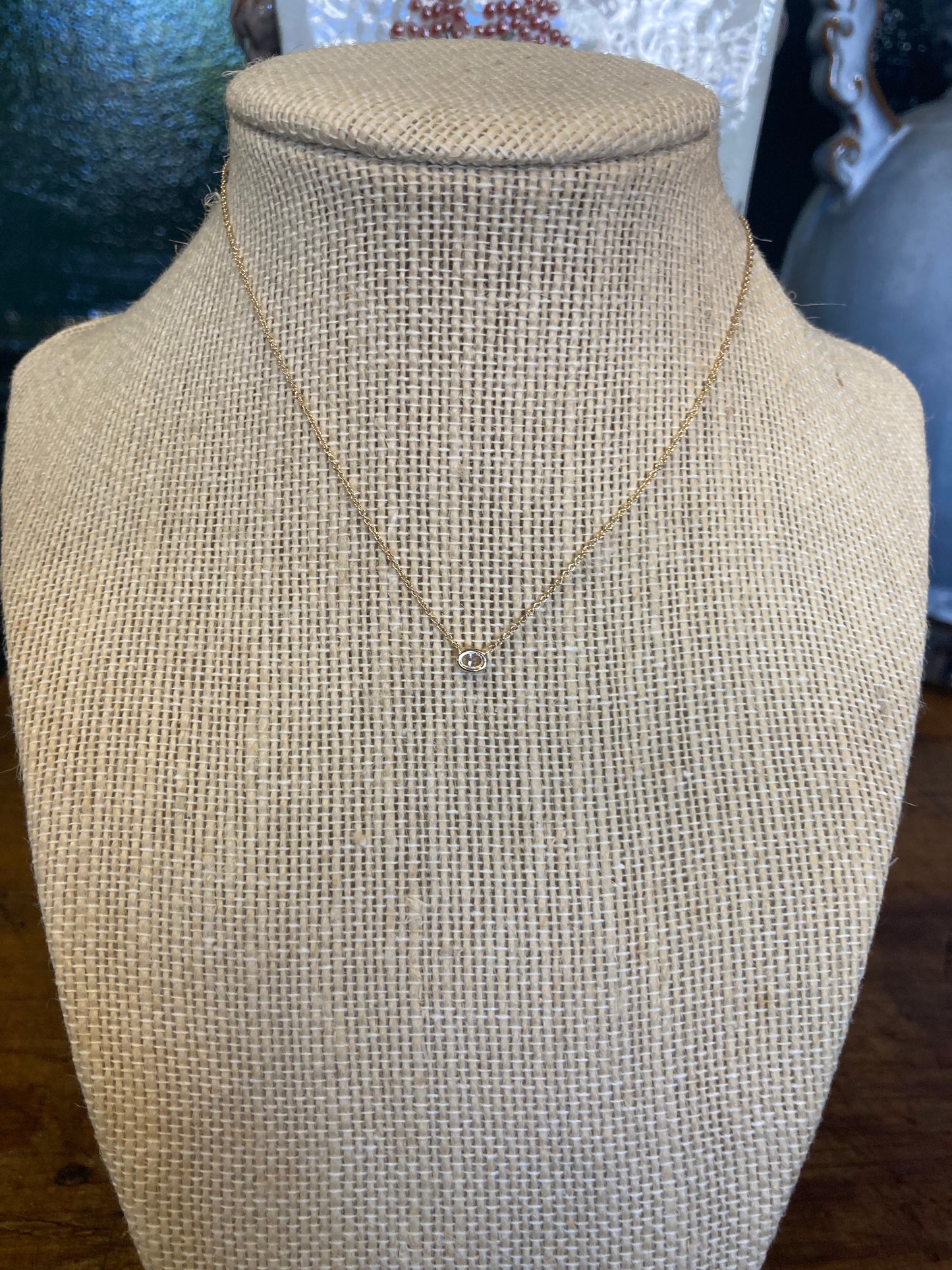 Oval Diamond Bezel Necklace