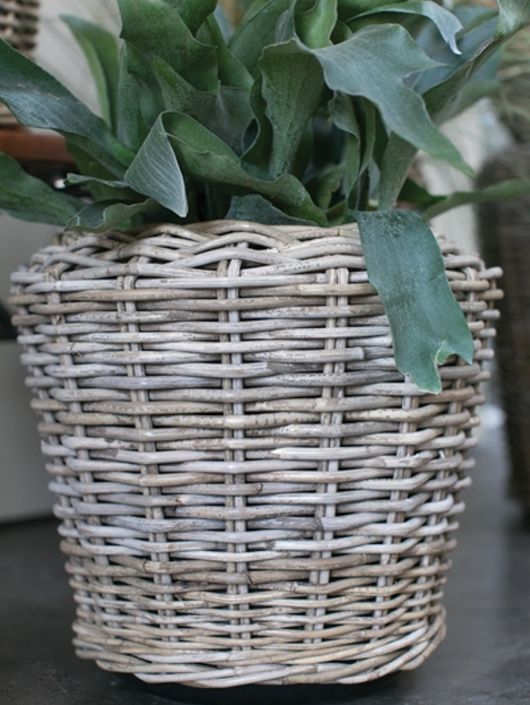 Rattan Basket with Plastic Liner 16"x14.5"