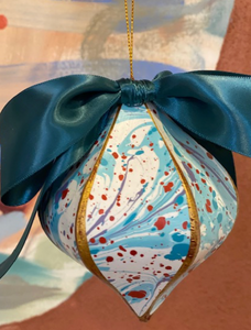 Light Blue & Red Bauble Ornament