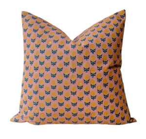 Pakhi Vintage Sari Block-printed Pillow {18x18"}