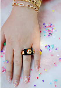 Gold Bubble Ring {Clear}