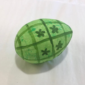 Paper Mache Egg {Green Plaid}