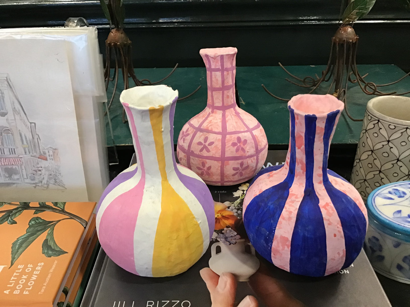Paper Mache Vase {Blue/Pink}