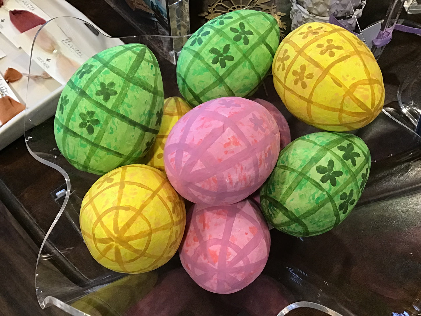 Paper Mache Egg {Pink Plaid}